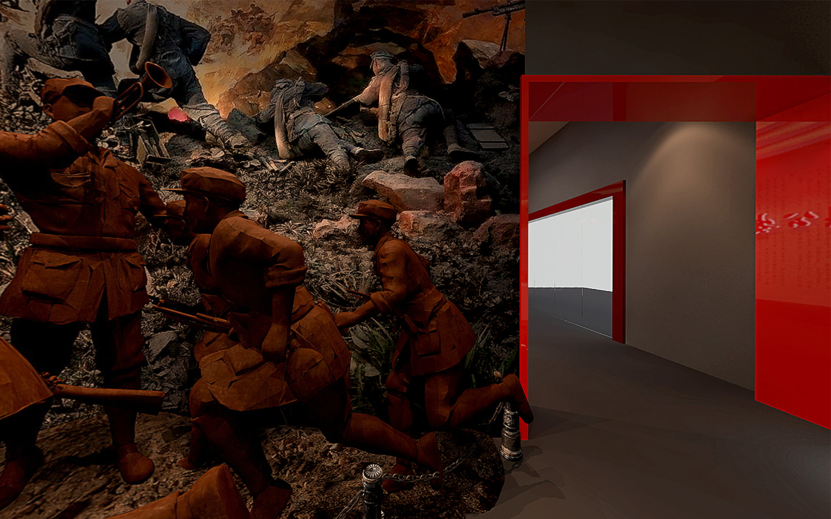 大足红色展厅三维1:1空间设计包含施工图纸，效果图图，VR